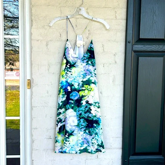 navy blue dress for baby girl 6515: Chiffon A-line Gown with Racerback and High Slit main image 1